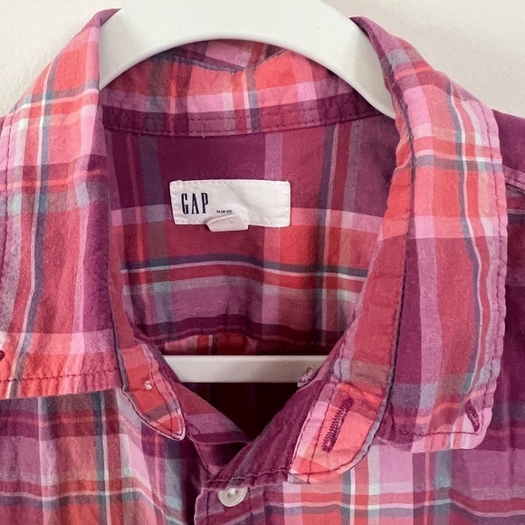 GAP Casual Button Down Shirt Pink and Red 310 - Picture 3 of 10